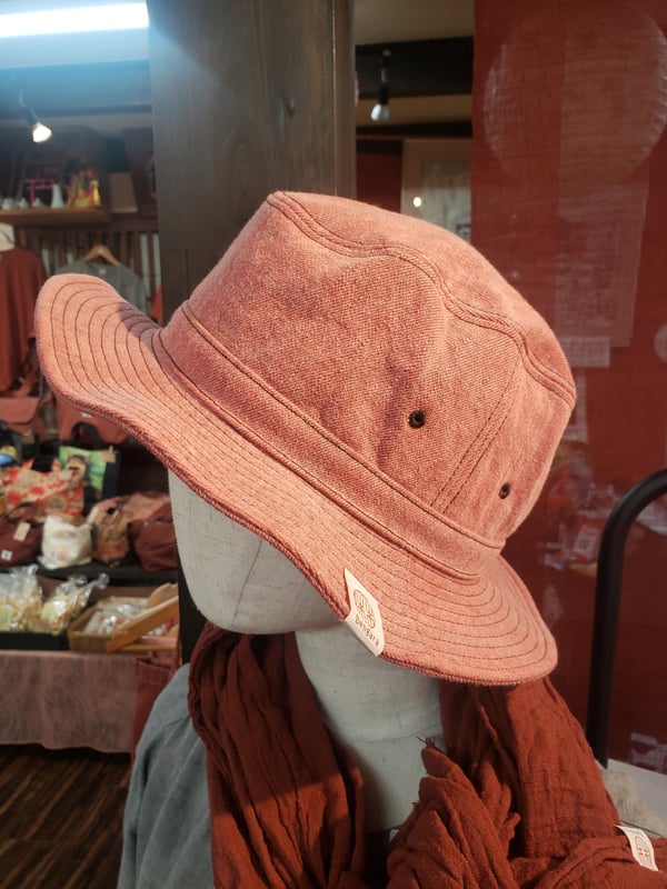 ベンガラ染中折れハット 赤ベンガラ